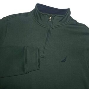 Nautica Sweater Mens Large  1/4 Zip Pullover Bayou Green Preppy Classic NWT